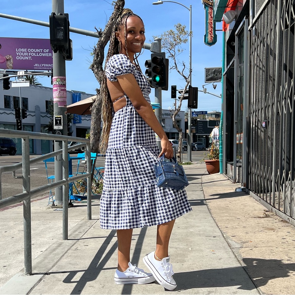 Forever 21 Black and White Gingham Midi Dress